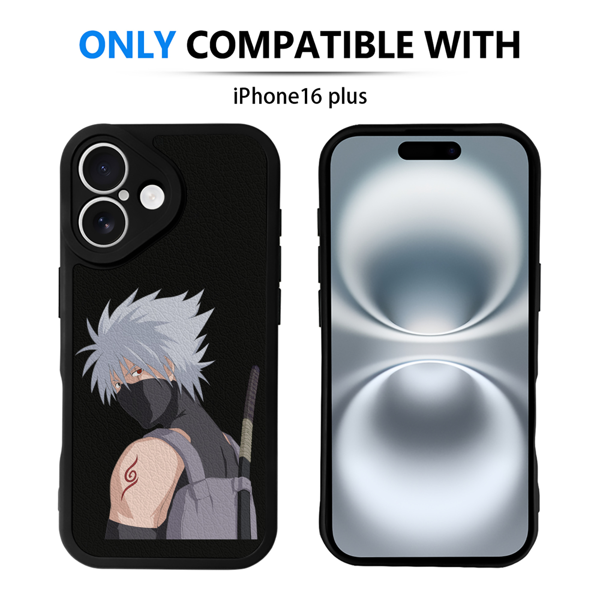 （画像用） NARUTO -ナルト- はたけ カカシ Hatake Kakashi 【iPhone 16シリーズ対応】シリコンスマホケース（レザー調） 材質：シリコン